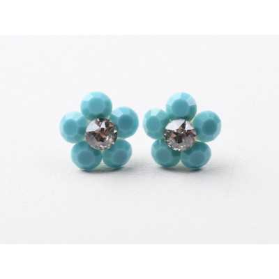 Cercei floare 6 cristale Harmony-1 pereche - bijuterii personalizate din argint | simoshop