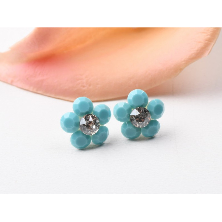Cercei floare 6 cristale Harmony-1 pereche - bijuterii personalizate din argint | simoshop