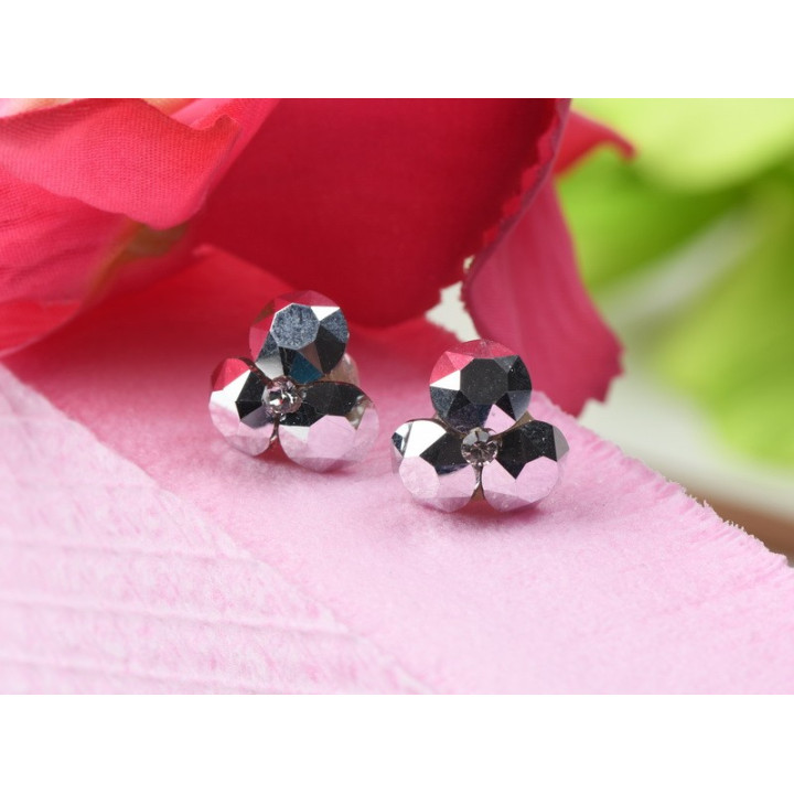 Cercei floare 3 cristale Ivy-1 pereche - bijuterii personalizate din argint | simoshop