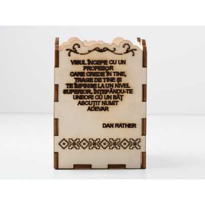 L1203-Cutiuta lemn "Visul incepe" 12.5x9cm 1buc - bijuterii personalizate din argint | simoshop