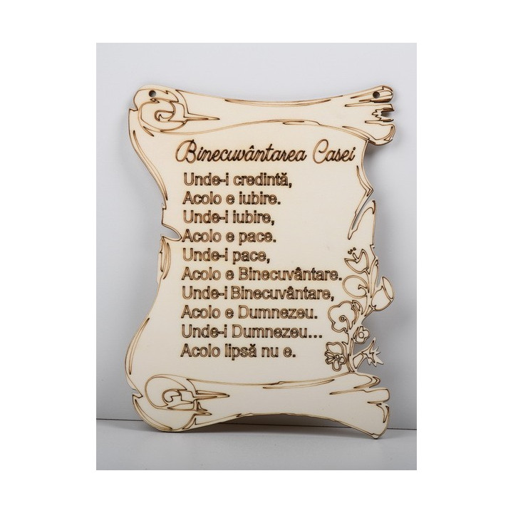 L1212- Papirus lemn Binecuvantarea Casei 22x29cm - bijuterii personalizate din argint | simoshop