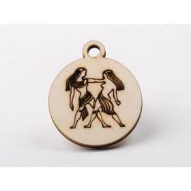 L1215-Decoratiune lemn zodia Gemeni 4.5x4cm- 1 buc - bijuterii personalizate din argint | simoshop