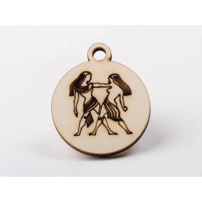 L1215-Decoratiune lemn zodia Gemeni 4.5x4cm- 1 buc - bijuterii personalizate din argint | simoshop