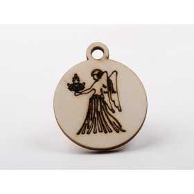 L1216-Decoratiune lemn zodia Fecioara 4.5x4cm- 1 buc - bijuterii personalizate din argint | simoshop