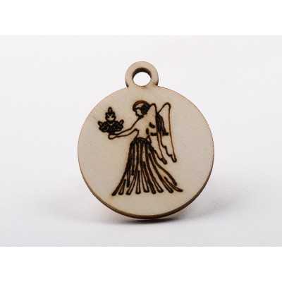 L1216-Decoratiune lemn zodia Fecioara 4.5x4cm- 1 buc - bijuterii personalizate din argint | simoshop