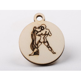 L1217-Decoratiune lemn zodia Varsator 4.5x4cm- 1 buc - bijuterii personalizate din argint | simoshop