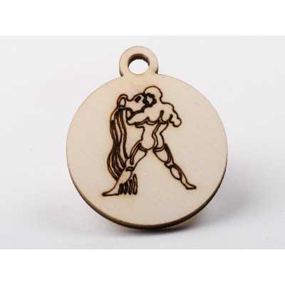 L1217-Decoratiune lemn zodia Varsator 4.5x4cm- 1 buc - bijuterii personalizate din argint | simoshop