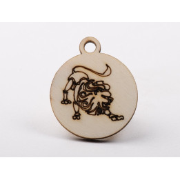 L1226-Decoratiune lemn zodia Leu  4.5x4cm- 1 buc - bijuterii personalizate din argint | simoshop