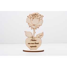 L1231-Decupaj lemn floare cu suport "Cea mai buna nepoata" -1 buc - bijuterii personalizate din argint | simoshop