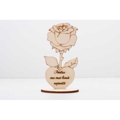 L1231-Decupaj lemn floare cu suport "Cea mai buna nepoata" -1 buc - bijuterii personalizate din argint | simoshop