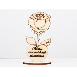 copy of L561-Decupaj lemn floare cu suport "Cea mai buna bunica" -1 buc - bijuterii personalizate din argint | simoshop