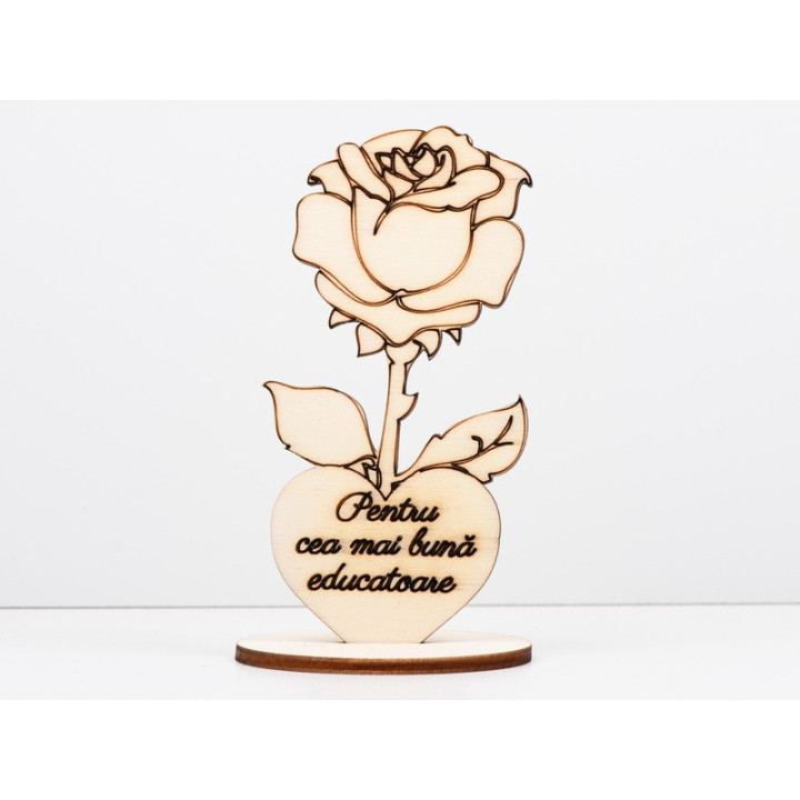 copy of L561-Decupaj lemn floare cu suport "Cea mai buna bunica" -1 buc - bijuterii personalizate din argint | simoshop