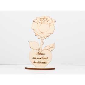 L1235-Decupaj lemn floare cu suport "Cea mai buna bucatareasa" -1 buc - bijuterii personalizate din argint | simoshop