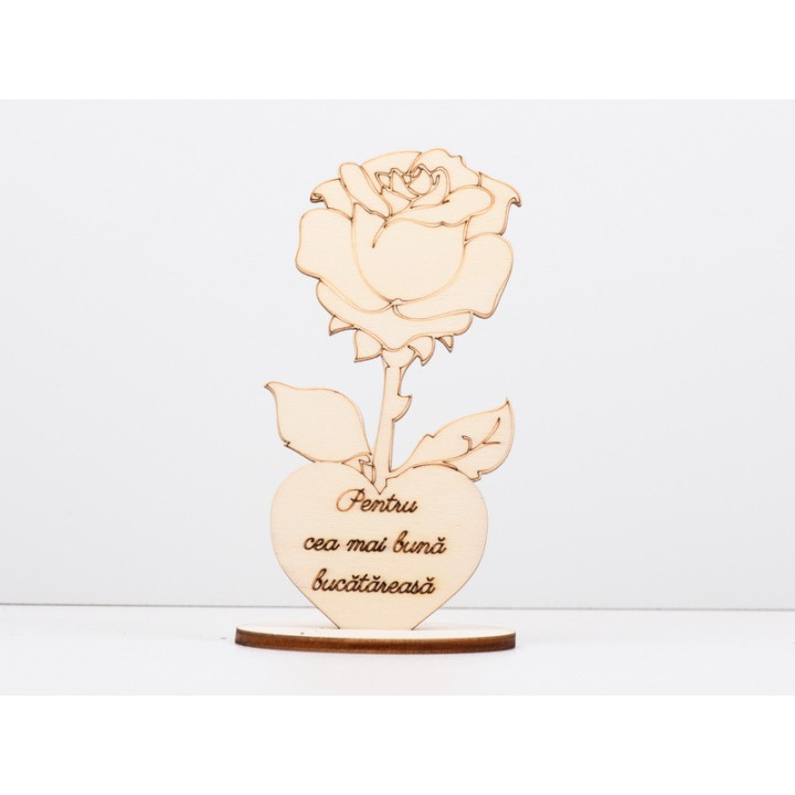 copy of L561-Decupaj lemn floare cu suport "Cea mai buna bunica" -1 buc - bijuterii personalizate din argint | simoshop