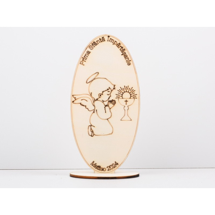 L1240-Decoratiune lemn "Prima Impartasanie" 10x20 cm - 1 buc - bijuterii personalizate din argint | simoshop