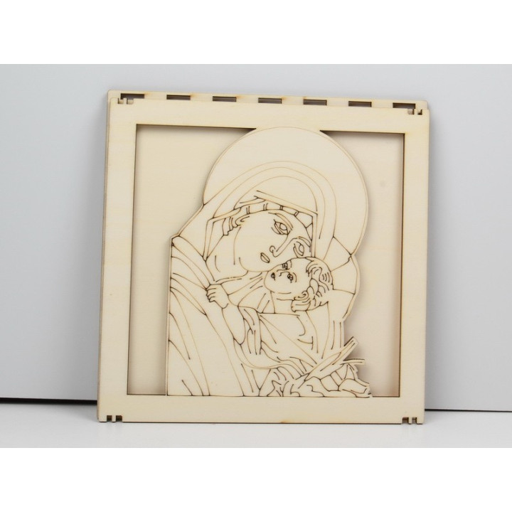 L927- Caseta pentru licheni Maica Domnului cu pruncul 20x20 cm - 1 buc - bijuterii personalizate din argint | simoshop