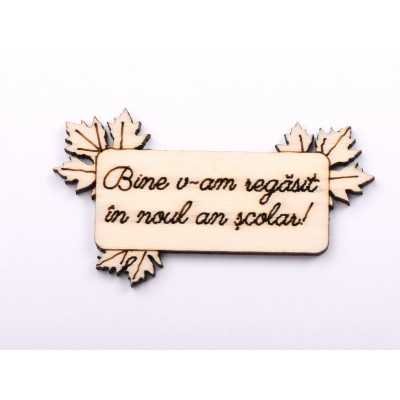 L1244-Decupaj din lemn "Noul an scolar" 1 buc - bijuterii personalizate din argint | simoshop