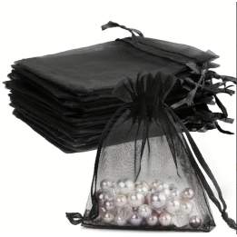 D012-Saculet din organza negru 9x7cm-1 buc - bijuterii personalizate din argint | simoshop