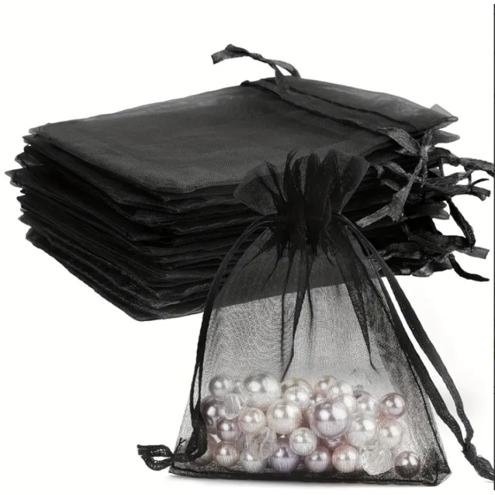 D012-Saculet din organza negru 9x7cm-1 buc - bijuterii personalizate din argint | simoshop
