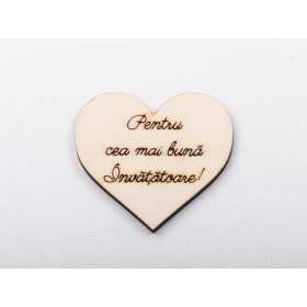 L1251-Decupaj inima lemn "Pentru invatatoare"-5cm, 1 buc - bijuterii personalizate din argint | simoshop