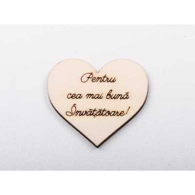 L1251-Decupaj inima lemn "Pentru invatatoare"-5cm, 1 buc - bijuterii personalizate din argint | simoshop