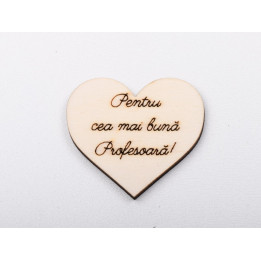 L1252-Decupaj inima lemn "Pentru profesoara"-5cm, 1 buc - bijuterii personalizate din argint | simoshop