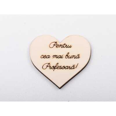 L1252-Decupaj inima lemn "Pentru profesoara"-5cm, 1 buc - bijuterii personalizate din argint | simoshop