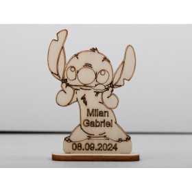 L1254-Decoratiune lemn marturie eveniment special Stitch 6x9cm - 1 buc - bijuterii personalizate din argint | simoshop