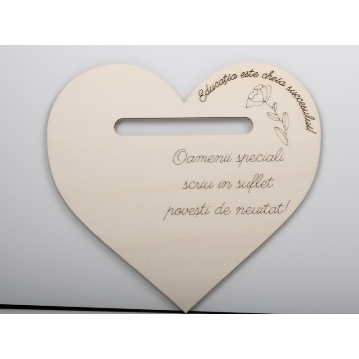 L1257-Decoratiune din lemn "Educatia este cheia" - 30 cm - bijuterii personalizate din argint | simoshop