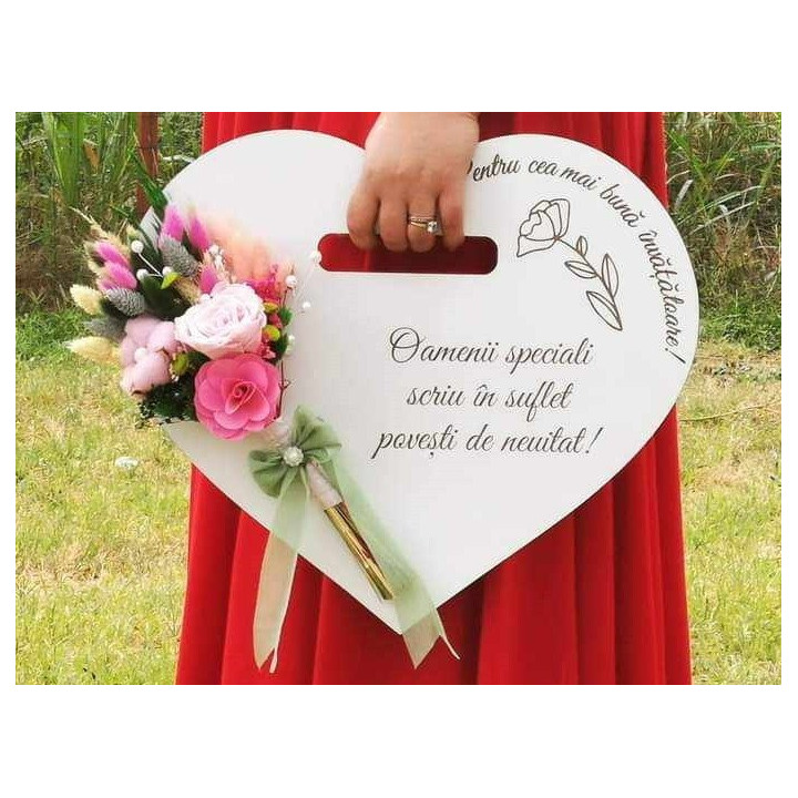 L1257-Decoratiune din lemn "Educatia este cheia" - 30 cm - bijuterii personalizate din argint | simoshop