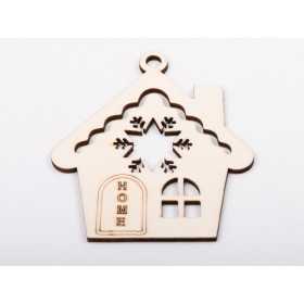 L1260-Casuta din lemn "Home" 10x11cm - 1 buc - bijuterii personalizate din argint | simoshop
