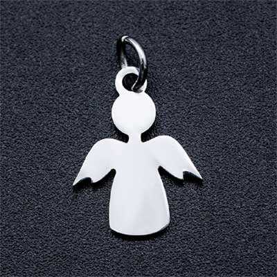 C006-Pandant ingeras inox cu za-1buc - bijuterii personalizate din argint | simoshop