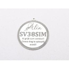 E2057 G - Pandant din argint "Ai grija cum conduci" 22mm 0.5 - bijuterii personalizate din argint | simoshop