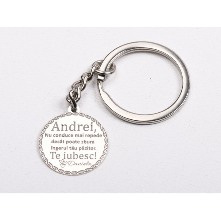 copy of E1461 GS - Link rotund argint 925 "Drive Safe" 16.5mm 1 buc - bijuterii personalizate din argint | simoshop