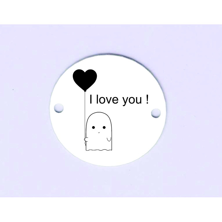 E2060 GS Link rotund argint Scarry boo I love you  16.5mm 1 buc - bijuterii personalizate din argint | simoshop