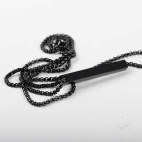 C091-Pandant rectangular de 4 cm din inox negru cu lantisor de 60 cm - bijuterii personalizate din argint | simoshop