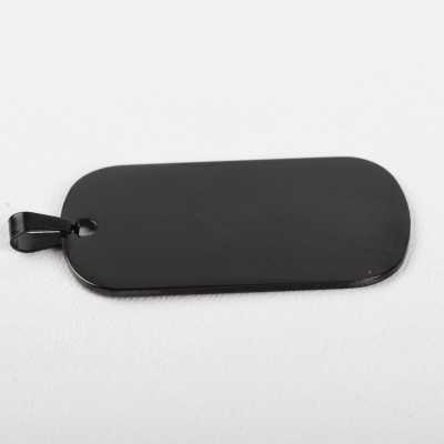 C093-Dog Tag INOX negru 50x28mm cu agatatoare-1buc - bijuterii personalizate din argint | simoshop