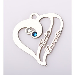 S0011 Pandant inimioara din argint personalizabila cu 2 nume 22x20mm 0.6mm - bijuterii personalizate din argint | simoshop
