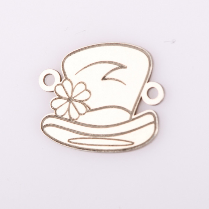 E2066 G Link din argint martisor palarie cu floricica  12x14.5mm 0.5mm 1 buc - bijuterii personalizate din argint | simoshop