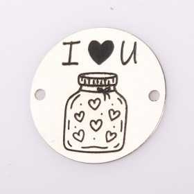 Bănuț argint gravat borcan cu inimi I love U