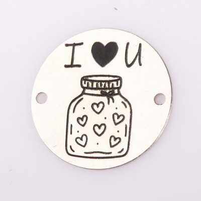 Bănuț argint gravat borcan cu inimi I love U