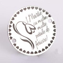 E2089 GS Link rotund argint 1 martie cu ghiocel si inimioare 16.5mm 0.3mm - bijuterii personalizate din argint | simoshop
