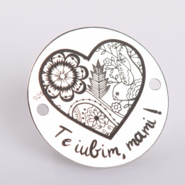 E2091 GS Link rotund argint inima florala Te iubim mami 16.5mm 0.3mm - bijuterii personalizate din argint | simoshop