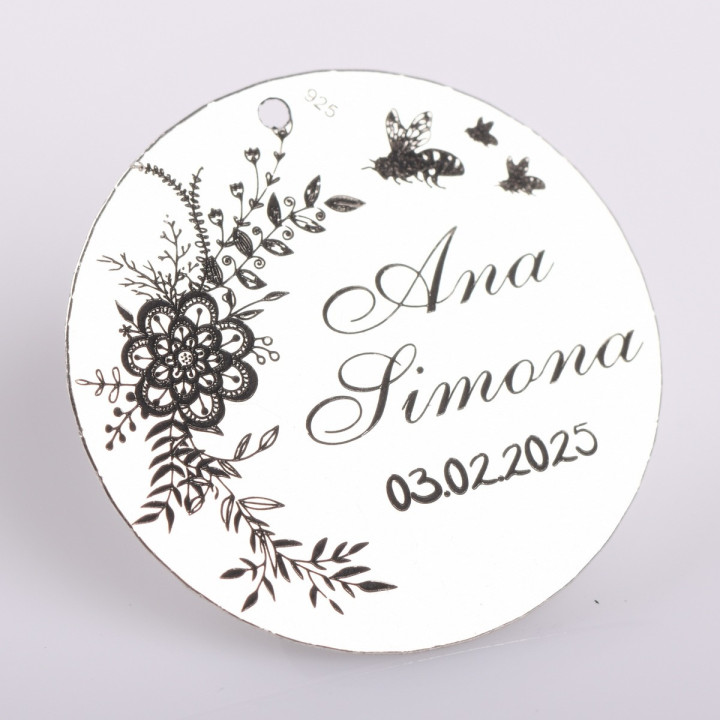 S0016-G Pandant argint pentru eveniment special cu motiv floral 22mm - bijuterii personalizate din argint | simoshop