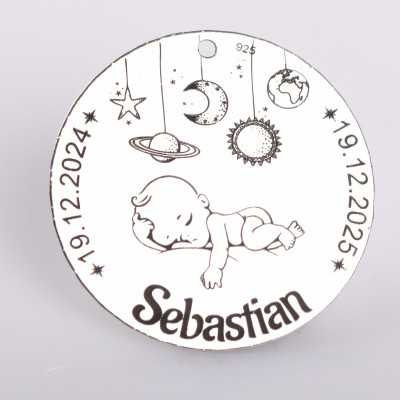 S0022-G Pandant argint pentru taiere mot cu astre 22mm - bijuterii personalizate din argint | simoshop