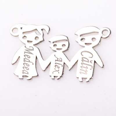 Pandantiv familie personalizat cu nume, argint 925