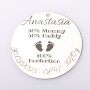 S0027-G Pandant argint pentru botez 50/50 cu datele de nastere 22mm - bijuterii personalizate din argint | simoshop