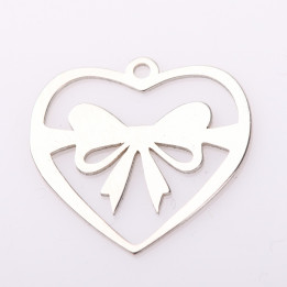 E0290 N Pandant din argint inimioara cu fundita decupata 17x16.5mm 0.5mm - bijuterii personalizate din argint | simoshop