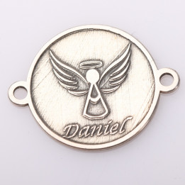 e2102 G Link din argint cu bucle gravat in relief ingeras cu nume 13mm 0.5mm - bijuterii personalizate din argint | simoshop