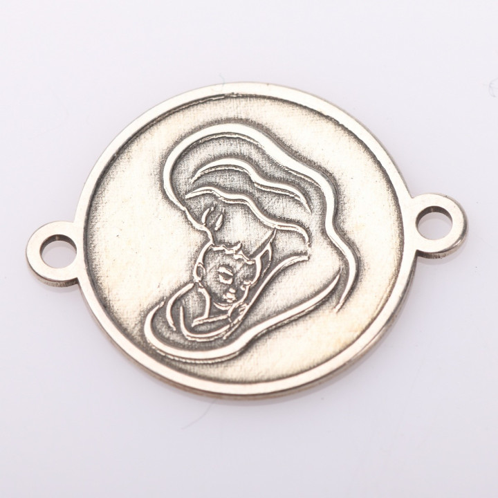 E2105 G Link din argint cu bucle gravat in relief mama cu bebe 13mm 0.5mm - bijuterii personalizate din argint | simoshop